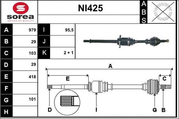 Sera NI425 - Albero motore / Semiasse autozon.pro