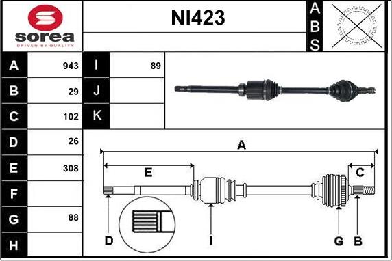 Sera NI423 - Albero motore / Semiasse autozon.pro