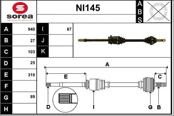 Sera NI145 - Albero motore / Semiasse autozon.pro