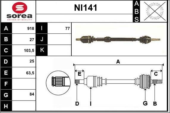 Sera NI141 - Albero motore / Semiasse autozon.pro