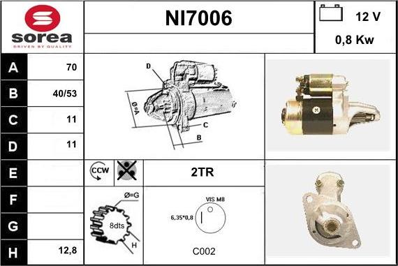 Sera NI7006 - Motorino d'avviamento autozon.pro