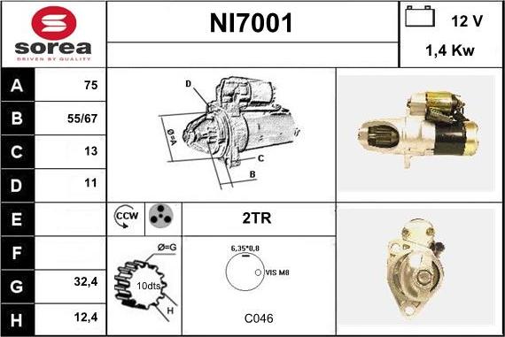 Sera NI7001 - Motorino d'avviamento autozon.pro