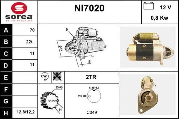 Sera NI7020 - Motorino d'avviamento autozon.pro