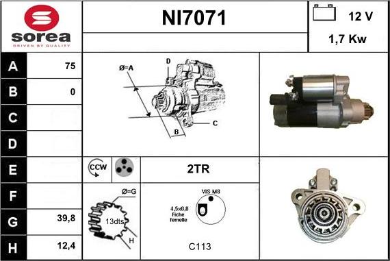 Sera NI7071 - Motorino d'avviamento autozon.pro