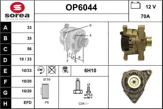 Sera OP6044 - Alternatore autozon.pro