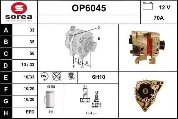 Sera OP6045 - Alternatore autozon.pro