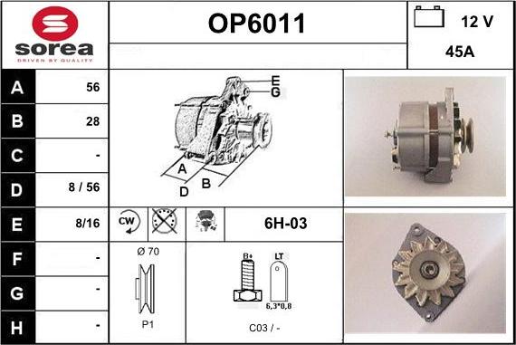 Sera OP6011 - Alternatore autozon.pro