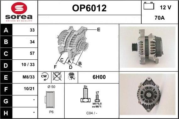 Sera OP6012 - Alternatore autozon.pro