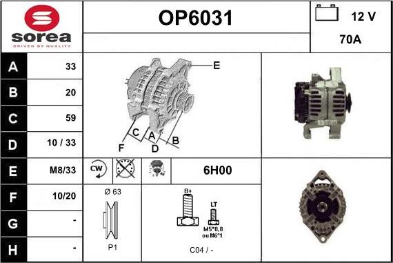 Sera OP6031 - Alternatore autozon.pro