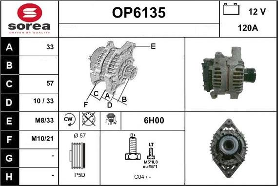 Sera OP6135 - Alternatore autozon.pro