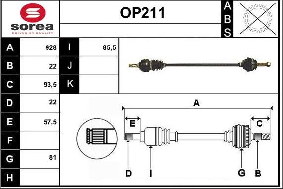 Sera OP211 - Albero motore / Semiasse autozon.pro