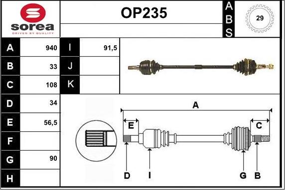 Sera OP235 - Albero motore / Semiasse autozon.pro