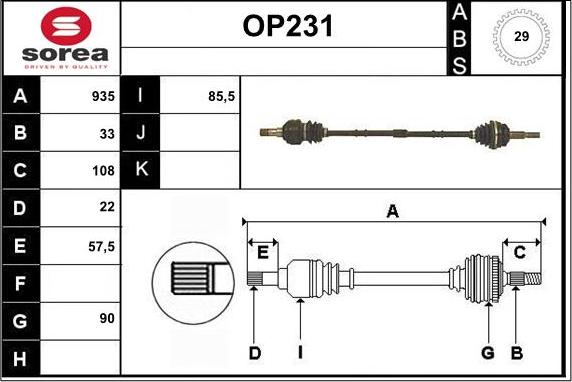 Sera OP231 - Albero motore / Semiasse autozon.pro