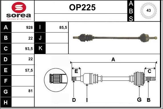 Sera OP225 - Albero motore / Semiasse autozon.pro