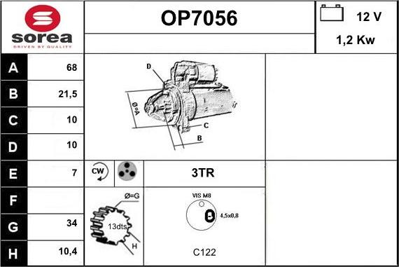 Sera OP7056 - Motorino d'avviamento autozon.pro