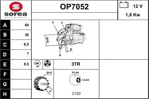 Sera OP7052 - Motorino d'avviamento autozon.pro