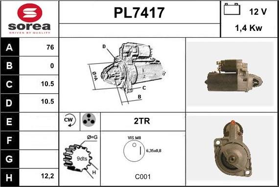 Sera PL7417 - Motorino d'avviamento autozon.pro