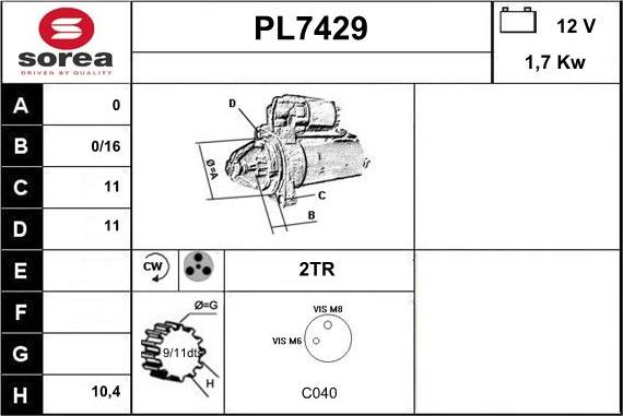 Sera PL7429 - Motorino d'avviamento autozon.pro