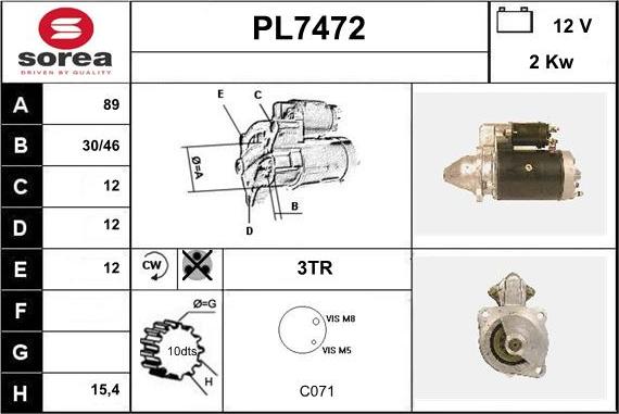 Sera PL7472 - Motorino d'avviamento autozon.pro