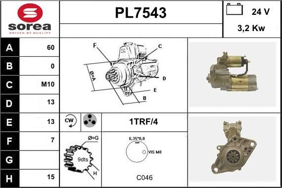 Sera PL7543 - Motorino d'avviamento autozon.pro