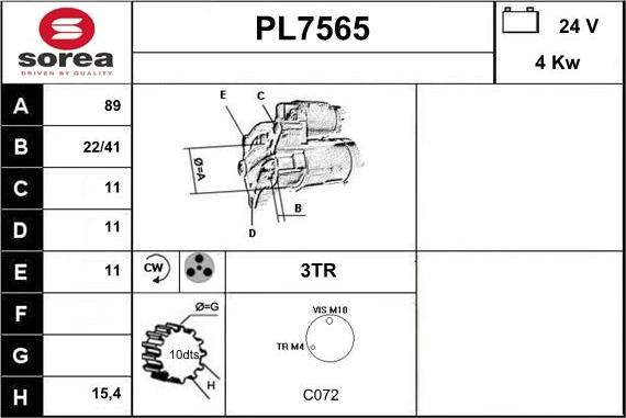 Sera PL7565 - Motorino d'avviamento autozon.pro