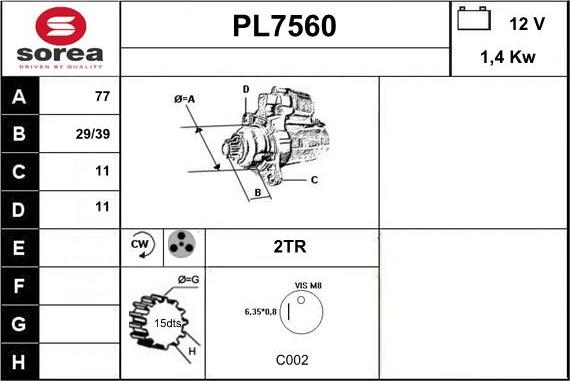 Sera PL7560 - Motorino d'avviamento autozon.pro