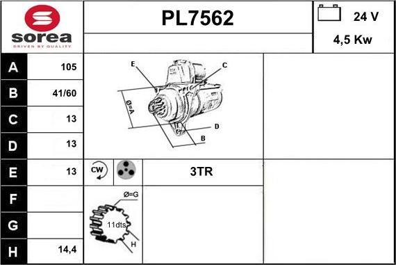 Sera PL7562 - Motorino d'avviamento autozon.pro