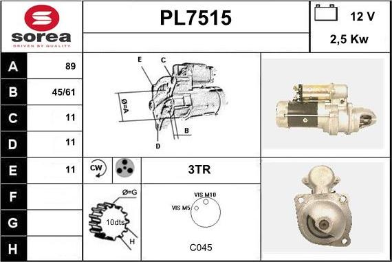 Sera PL7515 - Motorino d'avviamento autozon.pro