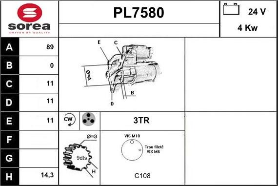 Sera PL7580 - Motorino d'avviamento autozon.pro