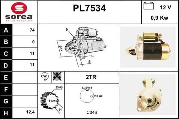 Sera PL7534 - Motorino d'avviamento autozon.pro