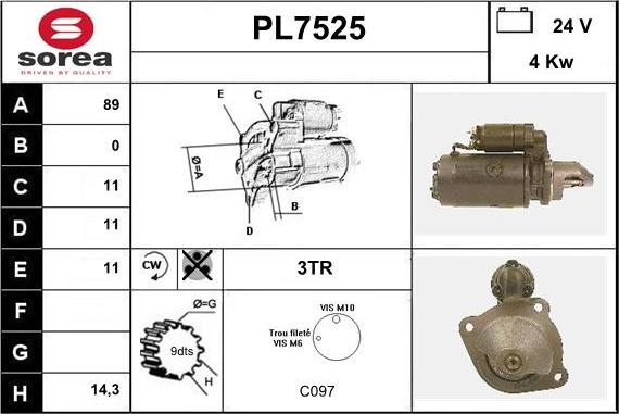 Sera PL7525 - Motorino d'avviamento autozon.pro