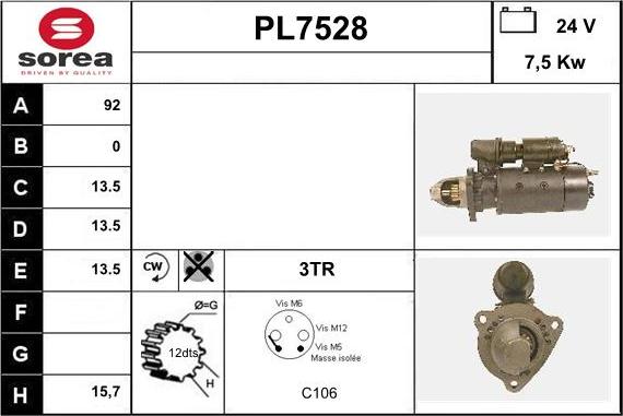 Sera PL7528 - Motorino d'avviamento autozon.pro