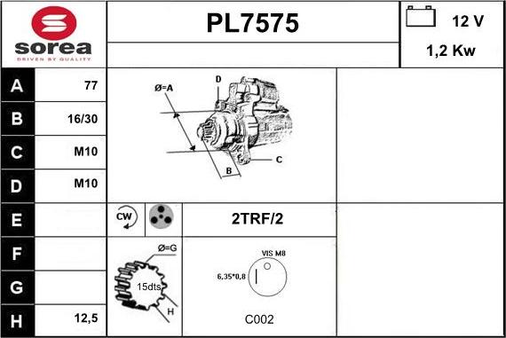 Sera PL7575 - Motorino d'avviamento autozon.pro