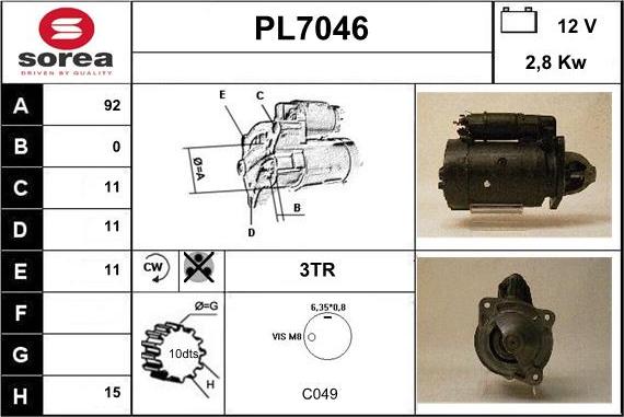 Sera PL7046 - Motorino d'avviamento autozon.pro