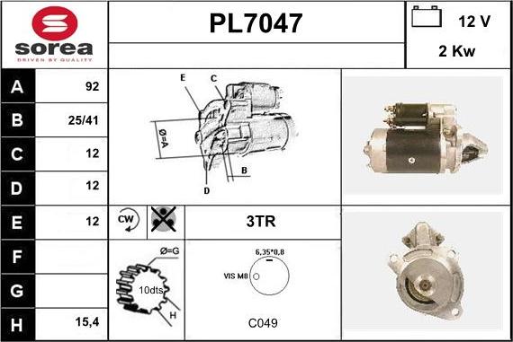 Sera PL7047 - Motorino d'avviamento autozon.pro