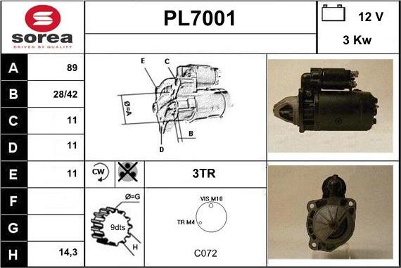 Sera PL7001 - Motorino d'avviamento autozon.pro