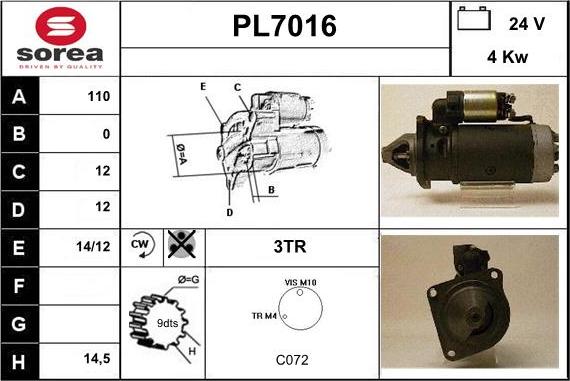 Sera PL7016 - Motorino d'avviamento autozon.pro