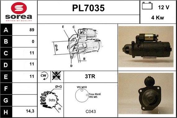 Sera PL7035 - Motorino d'avviamento autozon.pro