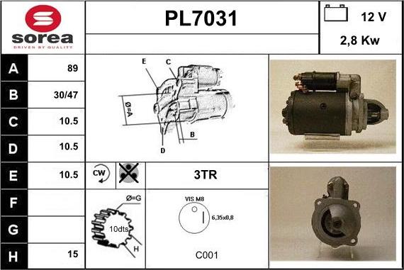 Sera PL7031 - Motorino d'avviamento autozon.pro