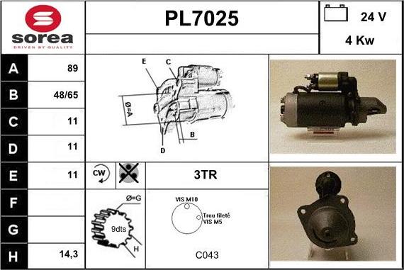 Sera PL7025 - Motorino d'avviamento autozon.pro