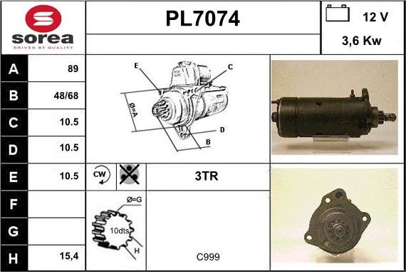 Sera PL7074 - Motorino d'avviamento autozon.pro