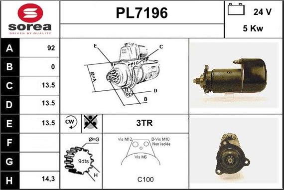 Sera PL7196 - Motorino d'avviamento autozon.pro