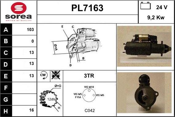 Sera PL7163 - Motorino d'avviamento autozon.pro