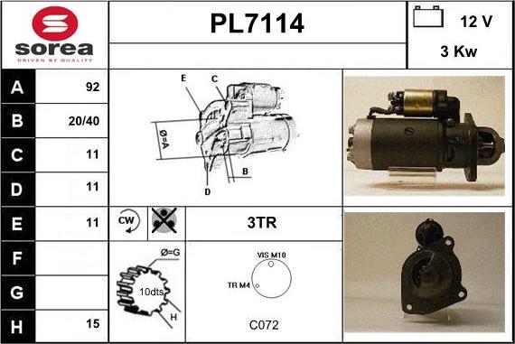 Sera PL7114 - Motorino d'avviamento autozon.pro