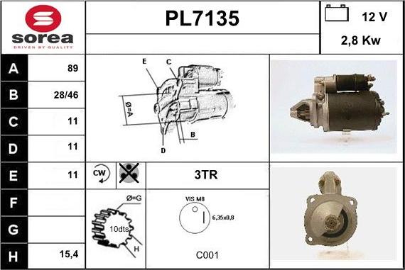 Sera PL7135 - Motorino d'avviamento autozon.pro