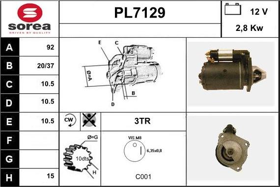 Sera PL7129 - Motorino d'avviamento autozon.pro