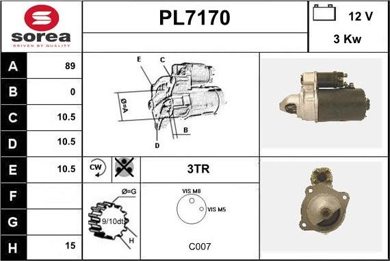 Sera PL7170 - Motorino d'avviamento autozon.pro