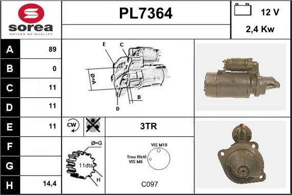 Sera PL7364 - Motorino d'avviamento autozon.pro