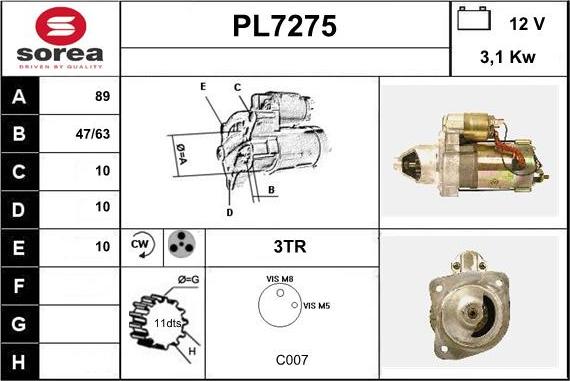 Sera PL7275 - Motorino d'avviamento autozon.pro