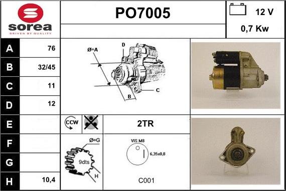 Sera PO7005 - Motorino d'avviamento autozon.pro